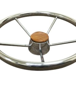 Pactrade Marine 13 1/2" Destroyer SS 304 Steering Wheel 5 Spoke Teak Wood Cap 11 71kDgUY54lL