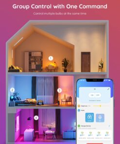 Govee Smart Light Bulbs, WiFi Bluetooth Color Changing Light Bulbs, Music Sync, 54 Dynamic Scenes, 16 Million DIY Colors RGB Light Bulbs, Work with Alexa, Google Assistant Home App, 4 Pack Multi-colored 4 Count (Pack of 1) 25 71kDzO7gPL