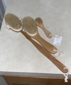 Dry Brushing Body Brush Set with 100% Natural Boar Bristles (Set of 3) | Skin Exfoliating Kit with Long Detachable Back Brush, Contour Body and Face Brushes | Lymphatic Drainage, Cellulite Treatment 45 71kE9yNS7jL