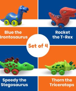 3 Bees and Me Dinosaur Car Toys for Toddlers | Dinosaurs with Wheels 4-in-1 Pack, Fun Party Toy, Play Set for Kids | Birthday Gift for Boys and Girls 23 71kEREsvdpL
