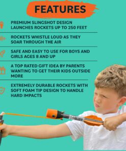 Toy Rocket Launcher for Kids: Outdoor Toys Slingshot Rockets Launchers - Best Gifts for Boys & Girls All Ages 8 & Up - Stocking Stuffers & Boy Gifts for 8 9 10 11 12 Year Old Boys Gift Ideas Orange 18 71kGJmlo9L