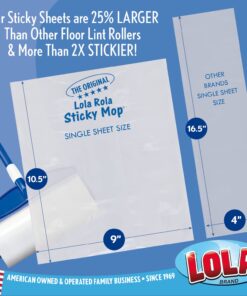 Alternative view of Lola Rola Sticky Mop Refills | 6 Pack - 180 Large Adhesive Floor & Carpet Cleaning Roller Mop Perforated Sheets | Traps Dirt, Dust, and Hair | Pet Hair Remover & Cleaner | Giant Adhesive Roller Mop Mop Refill - Pack of 6