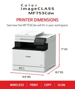 Canon® imageCLASS® MF753Cdw Wireless Laser All-In-One Color Printer 63 71kGZVzkPJL