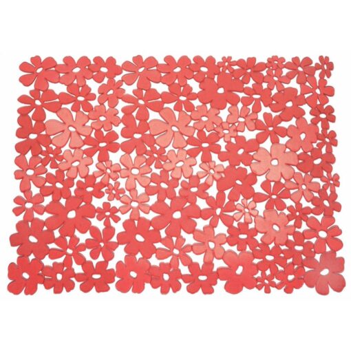 iDesign Blumz Floral BPA-Free Flexible PVC Plastic Large Sink Protector Mat - 16" x 12.5", Red