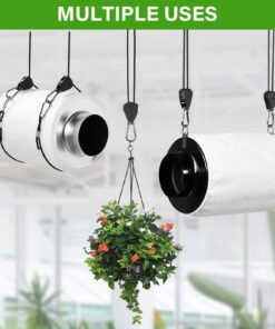 iPower GLROPE 1-Pair 1/8 Inch 8-Feet Long Heavy Duty Adjustable Rope Clip Hanger (150lbs Weight Capacity) Reinforced Metal Internal Gears, 1 Pack, Black 1 Pair 14 71kHprz70sL