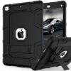 Rantice iPad 6th Generation Cases , 5th Case , Air 2 9.7 Shockproof Rugged Drop Protection Cover Built with Kickstand for 9.7'' A1893/A1954/A1822/A1823 (Black) Black 34 71kJDGRmV5L