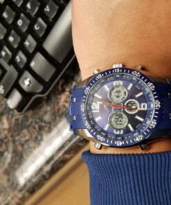 U.S. Polo Assn. Sport Men's US9284 Blue and Silver-Tone Analog/Digital Chronograph Watch 27 71kJx32u7JL