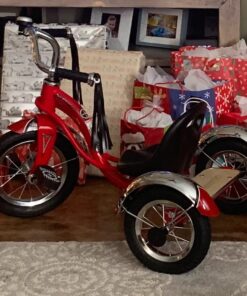 Schwinn Roadster Bike for Toddler, Kids Classic Tricycle, Low Positioned Steel Trike Frame with Bell and Handlebar Tassels, Rear Deck Made of Genuine Wood, for Boys and Girls Ages 2-4 Year Old, Red 30 71kLJdXSHRL 1