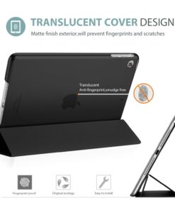 ProCase Smart Case for iPad Air 1st Edition, Ultra Slim Lightweight Stand Protective Case Shell with Translucent Frosted Back Cover for iPad Air 2013 Model (A1474 A1475 A1476) -Black Black 13 71kOALtK98L