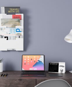 Wallniture Lisbon Metal Wall File Holder Organizer, Wall Mount File Holder, 5-Tier Office Decor and Magazine Holder, File Folders Letter Size White Rack 12 71kP4G6MApL