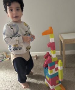 MEGA BLOKS Fisher-Price Toddler Block Toys, Big Building Bag with 80 Pieces and Storage Bag, Pink, Gift Ideas for Kids Age 1+ Years Pink Bag 26 71kPHedgPL