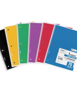 Alternative view of Mead Spiral Notebook, 1 Subject, Wide Ruled Paper, 70 Sheets, 10-1/2" x 7-1/2", Assorted Color (05510) Pack of 1 Assorted Colors