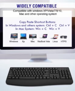 Loigys Wireless Keyboard, 2.4G Full-Sized Ergonomic Wireless Computer Keyboard with Wrist Rest for Windows, Mac OS Laptop/PC/Desktop/Notebook (Black) Black 30 71kPhYUI5eL