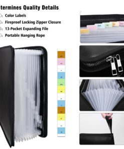 Legal Size Expanding File Folder Important Document Organizer Fireproof Document Bag with 13 Pockets,Color Labels,Non-Itchy Silicone Coated Portable File Wallet Large Capacity(16" x 10.6") 10 71kQ UCnZuL