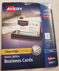 Avery Two-Side Printable Clean Edge Business Cards for Inkjet Printers, White, Matte, Pack of 120 (28877) 120 Cards 32 71kQCH15trL