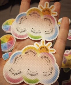 Cusprtm 48 Pcs Anxiety Sensory Stickers, 2 Textured Tactile Rough Calm Stickers Large Size Breathing Stickers Mindfulness Stickers for School Office Classroom Adults Teens Sensory Items 50 71kQwY8DRL