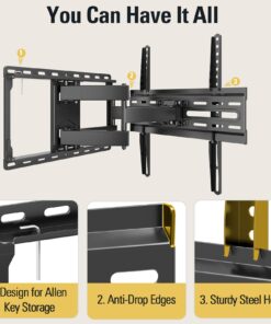 Mounting Dream TV Wall Mount for 32-65 Inch TV, TV Mount with Swivel and Tilt, Full Motion TV Bracket with Articulating Dual Arms, Fits 16inch Studs, Max VESA 400X400 mm, 99lbs, MD2380 29 71kRJb2bueL