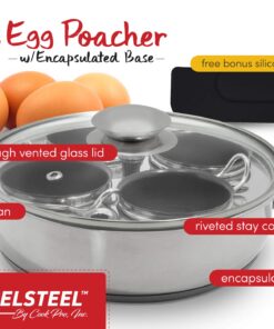 Alternative view of EXCELSTEEL Non Stick Easy Use Rust Resistant Home Kitchen Breakfast Brunch Induction Cooktop Egg Poacher, 4 Cups, 18/10 Stainless Steel