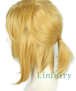 Linfairy Short Blonde Wig Halloween Cosplay Wig For Men Braid with 2 Elf Ear 35 71kT7ngcdtL