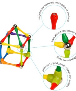 Alternative view of Goobi 70 Piece Magnetic Building Sticks Blocks Tiles Toy Magnet 3D Construction Set STEM Educational Toys for 3 4 5 6 7 8 Year Old Kids Boys Girls Adults with Storage Box and Instruction Guide