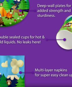 Camping Adventure Birthday Party Supplies Set Plates Napkins Cups Tableware Kit for 16 8 71kW clWToL