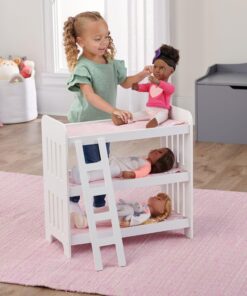 Badger Basket Toy Doll Triple Doll Bunk Bed with Ladder, Bedding, and Personalization Kit for 20 inch Dolls - Pink Gingham 27 71kW3unupVL