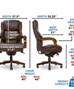 La-Z-Boy Delano Big & Tall Executive Office Chair, High Back Ergonomic Lumbar Support, Bonded Leather, Brown 37 71kWBzav1bL 1