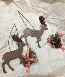 Metal Die Cut Moose & Deer Christmas Ornaments (set of 6) 14 71kWRtsiRwL