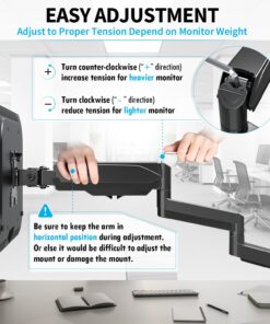 MOUNTUP Triple Monitor Stand Mount - 3 Monitor Desk Mount for Computer Screens Up to 27 inch, Triple Monitor Arm with Gas Spring, Heavy Duty Monitor Stand, Each Arm Holds Up to 17.6 lbs, MU0006 Black 29 71kY3o V0uL