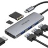 USB C Hub Adapter for MacBook Air, USB C HDMI Dongle for MacBook Pro, 6 in 1 USBC HDMI Multiport Adapter Mac Converter with 4K HDMI, 3 USB 3.0,SD/TF for Dell XPS, HP, Surface and Other Type C Devices 6 IN 1 USB C Hub 54 71kZTCNPY1L