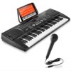 Hamzer 61-Key Digital Music Piano Keyboard - Portable Electronic Musical Instrument - with Microphone and Sticker Sheet 58 71kZWTVXIQL