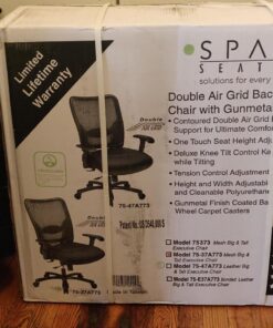Space Seating 75 Series Air Grid Big and Tall Deluxe Ergonomic Office Chair with Thick Padded Seat and 400 lb. Limit, Black Double Air Grid 34 71kaSRksnRL