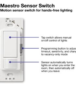 Lutron Maestro Motion Sensor Switch | 2 Amp, Single Pole | MS-OPS2-WH | White 1 Pack 36 71kawkgzHL