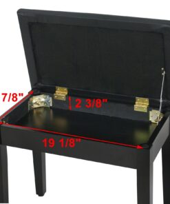 Smartxchoices 22''L Cushion Padded Piano Bench with Storage PU Leather Keyboard Stool Ebony Solid Wooden Seat Black 17 71kaxsMo95L