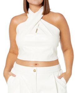The Drop Women's Gage Vegan Leather Twist Front Halter Top X-Large Ivory 9 71kbA195X2L