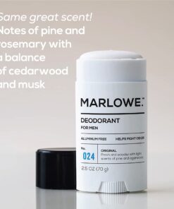 MARLOWE. No. 024 Natural Deodorant for Men 2.5oz | Aluminum Free Stick | Made with Coconut Oil, Shea Butter, Jojoba | Only No-Nonsense Ingredients that Work Best | Fresh & Woodsy Scent 2.5 Ounce (Pack of 1) 10 71kcDkLr8L