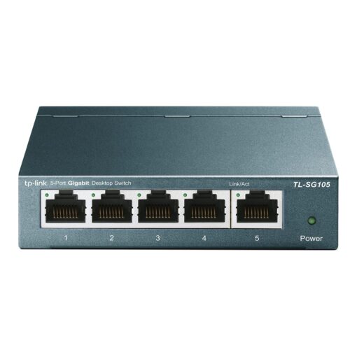 TP-Link TL-SG105, 5 Port Gigabit Unmanaged Ethernet Switch, Network Hub, Ethernet Splitter, Plug & Play, Fanless Metal Design, Shielded Ports, Traffic Optimization,Navy Blue