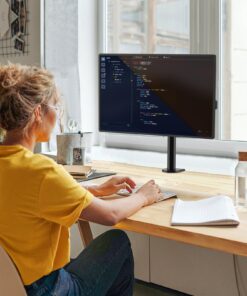 WALI Single Monitor Mount, Single Monitor Arm Desk Mount,Desk Monitor Stand, Holds Screen Up to 27inch, 22lbs, Adjustable Mount with C-CLAMP Designed for Home Office Application(M001), Black 16 inch Tall 24 71kcMBchXVL