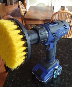 5 Inch Diameter Drill Powered Scrub Brush with Quarter Inch Quick Change Shaft - Drill Brush Attachment Yellow 34 71kcXpxVBL