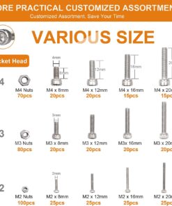 Comdox 500Pcs M3 M4 M5 Stainless Steel Button Head Hex Socket Head Cap Bolts Screws Nuts Assortment Kit (Cheese Head) Cheese Head 8 71kcqR2eaLS