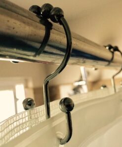 Utopia Bedding Shower Curtain Hooks Rings, Rust-Resistant Metal Double Roller Glide Shower Hooks for Bathroom Shower Rods Curtains, Set of 12 - Chrome 36 71kcuh8rOlL