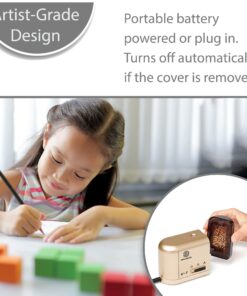 OfficeGoods Electric Pencil Sharpener - Battery or Cord Powered Portable Sharpener - Perfectly Sharpens Colored Pencils, Drafting Pencils for Artists, Office, School & Home - Gold 18 71kdDjaUg3L