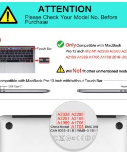 Alternative view of MOSISO Compatible with MacBook Pro 13 inch Case M2 2023, 2022, 2021-2016 A2338 M1 A2251 A2289 A2159 A1989 A1708 A1706, Plastic Pattern Hard Shell Case&Keyboard Cover&Screen Protector,White Marble
