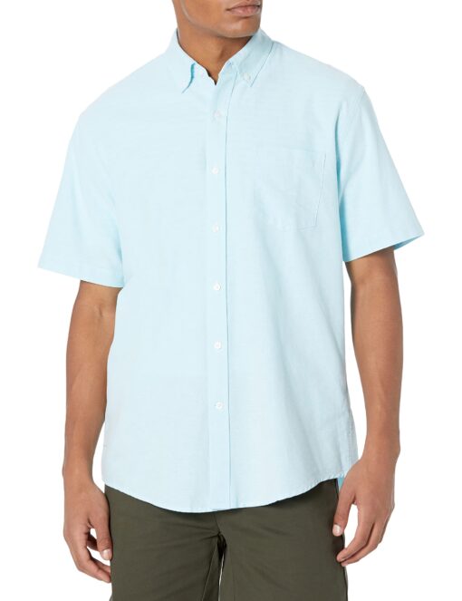 Amazon Essentials Men's Regular-Fit Short-Sleeve Pocket Oxford Shirt X-Large Aqua Blue