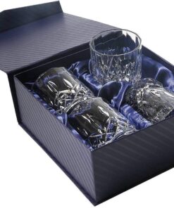 Amlong Crystal Lead-Free Double Old Fashioned Crystal Whiskey Glass - Classic Stylish Design – Perfect for Scotch, Bourbon, Cognac and Cocktail Glasses, 9 oz., Set of 4 With Gift Box Classic - 9 Ounce 18 71keO2XeHYL