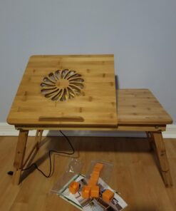 Laptop Desk Nnewvante Adjustable Bed Desk Table Bamboo with USB Fan Foldable Bed Tray w' Drawer 21.6" with Fan 58 71keQETcuXL