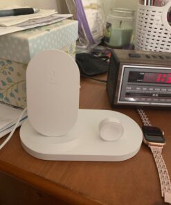 Belkin 3-In-1 Wireless Charging Station - Fast Wireless Charging For Apple Iphone 14, Iphone 13 & Iphone 12 Series & Apple Watch (All Series) - With Additional USB A Port For Multiple Devices (White) White Charging Dock 40 71kekrAmmdL