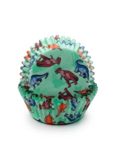 Fox Run Dinosaur Disposable Bake Cups (Pack of 50), 3 x 3 x 1.25 inches, Green 12 71kf4SA0CEL