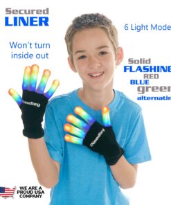 The Noodley LED Light Up Gloves for Kids Toys Games Outdoor Boy Girl Glow Dark Costume Autistic Child Teen Adult Sizes Black Small 31 71kg0I 80GL