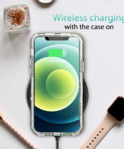 Coolwee Crystal Glitter Full Protective Case Compatible with iPhone 12, Compatible with iPhone 12 Pro Heavy Duty Hybrid 3 in 1 Rugged Shockproof Women Girls Transparent Shiny Clear Bling Sparkle Crystal Bling 27 71khFaikIiL